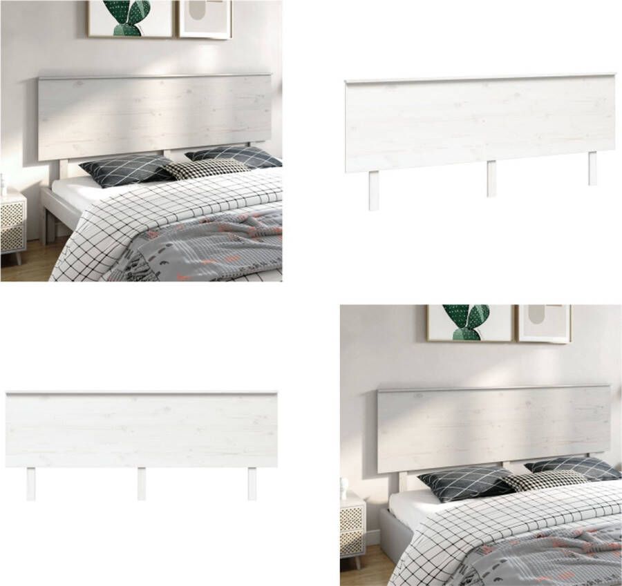 VidaXL Hoofdbord 204x6x82-5 cm massief grenenhout wit Hoofdbord Hoofdborden Hoofdeinde Houten Hoofdbord - Foto 2