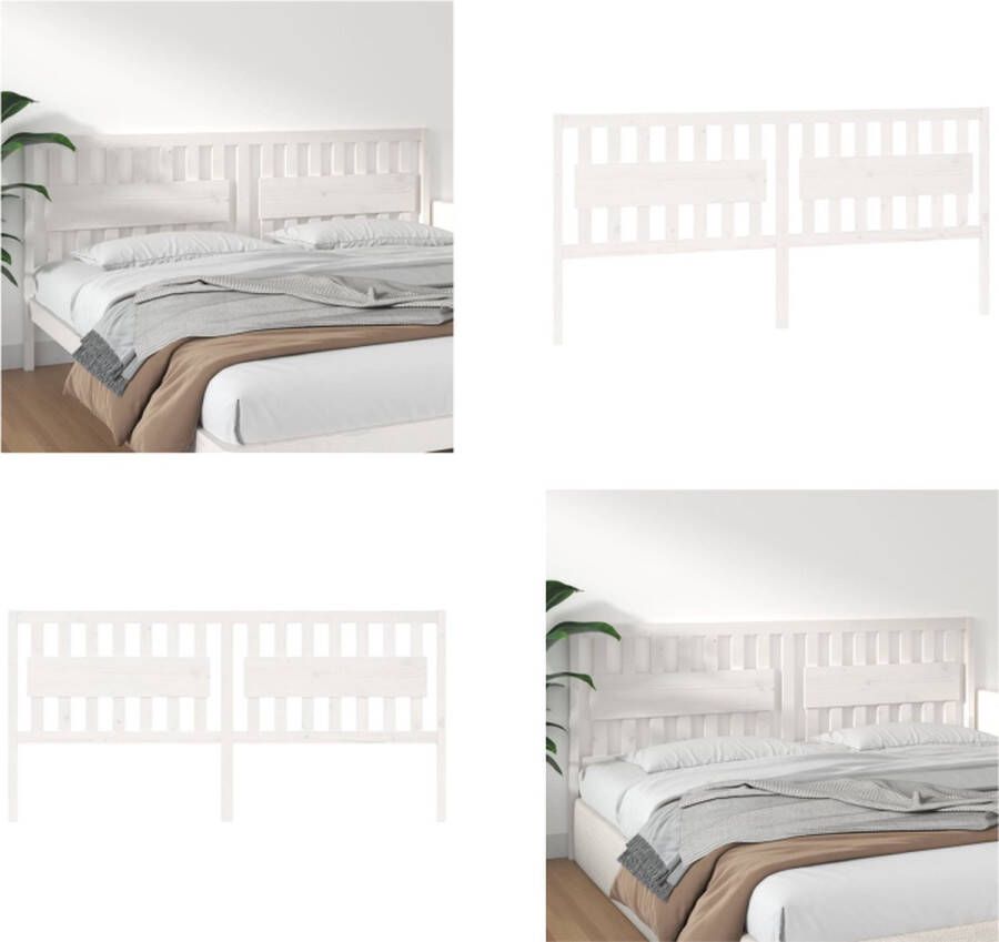 VidaXL Hoofdbord 205 5x4x100 cm massief grenenhout wit Hoofdbord Hoofdborden Hoofdeinde Houten Hoofdbord - Foto 8