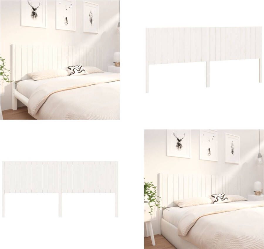 VidaXL Hoofdbord 205 5x4x100 cm massief grenenhout wit Hoofdbord Hoofdborden Hoofdeinde Houten Hoofdbord - Foto 9
