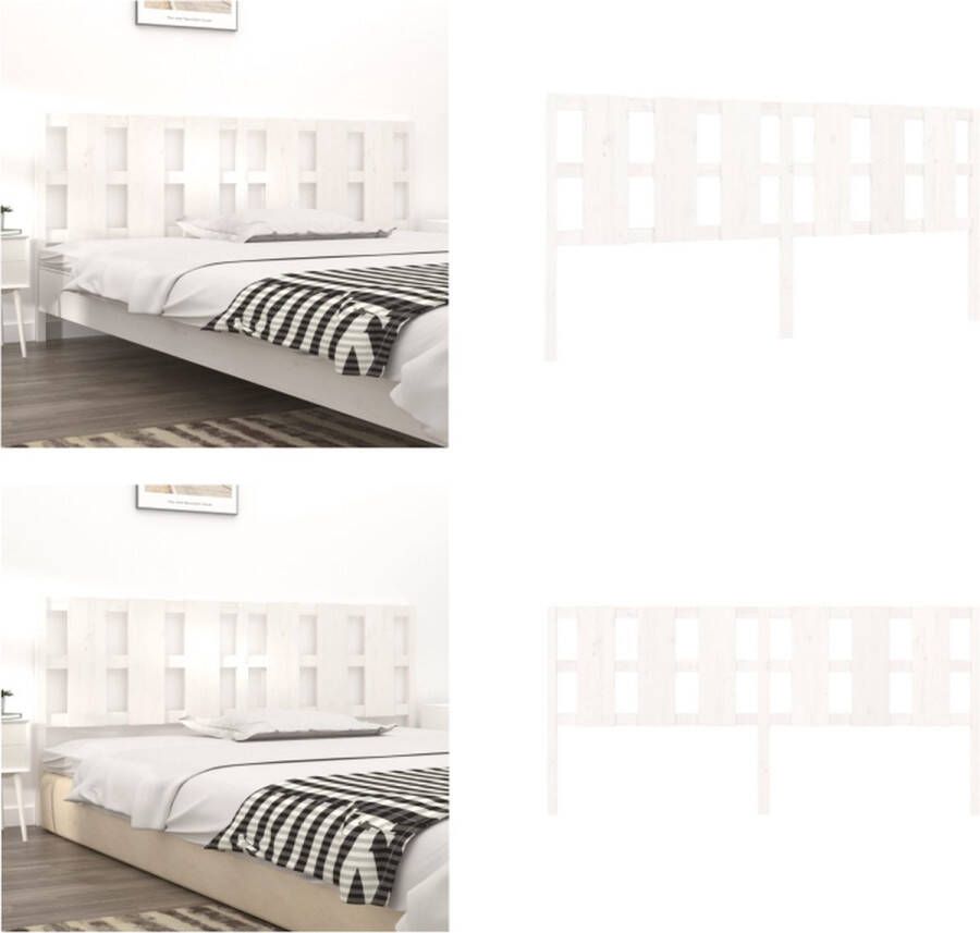 VidaXL Hoofdbord 205 5x4x100 cm massief grenenhout wit Hoofdbord Hoofdborden Hoofdeinde Houten Hoofdbord - Foto 7