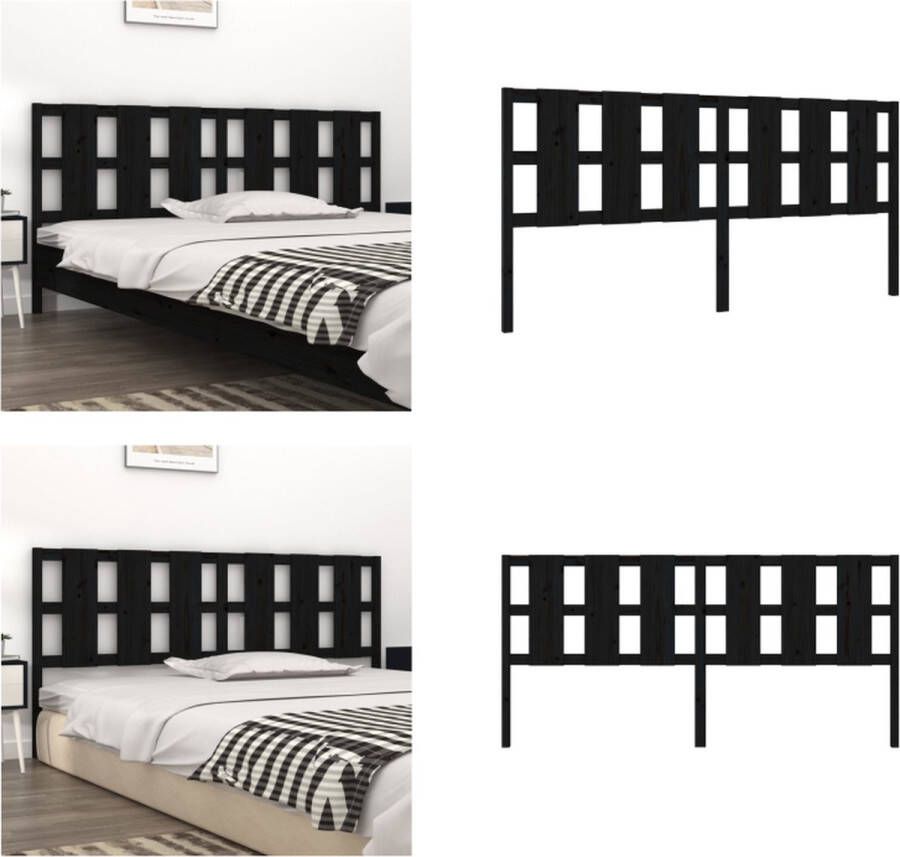 VidaXL Hoofdbord 205-5x4x100 cm massief grenenhout zwart Hoofdbord Hoofdborden Hoofdeinde Houten Hoofdbord - Foto 5