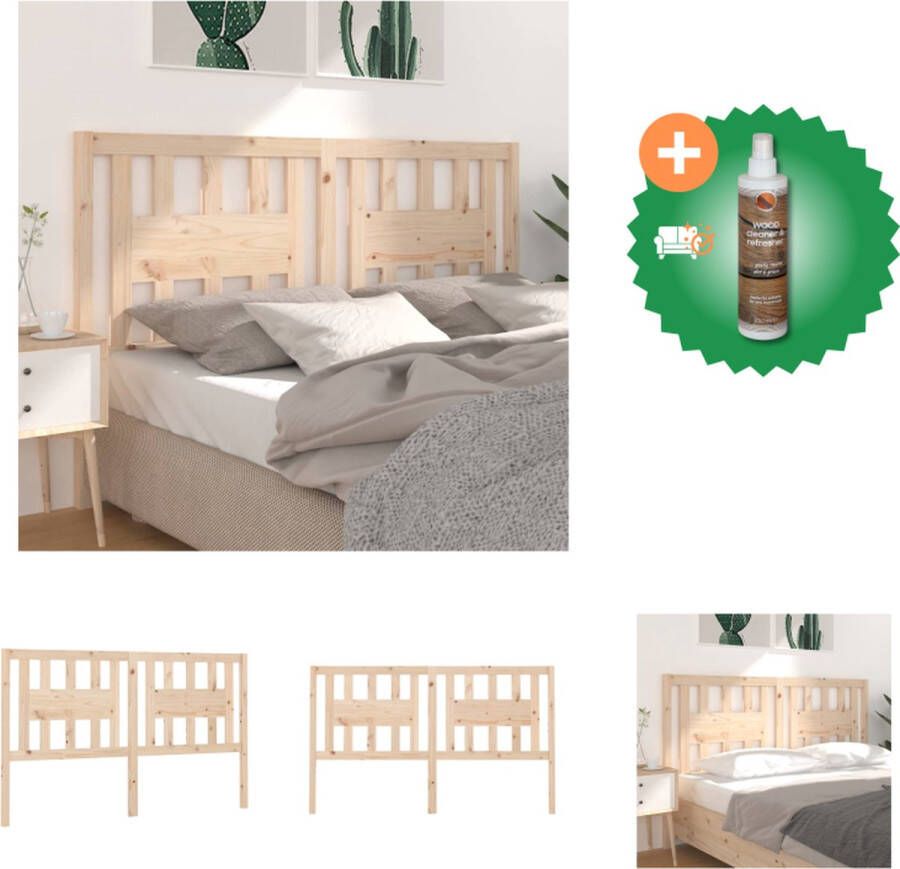 VidaXL Houten Hoofdeinde Klassieke Uitstraling Hoofdbord 206x4x100 cm Massief Grenenhout Bedonderdeel Inclusief Houtreiniger en verfrisser - Foto 5