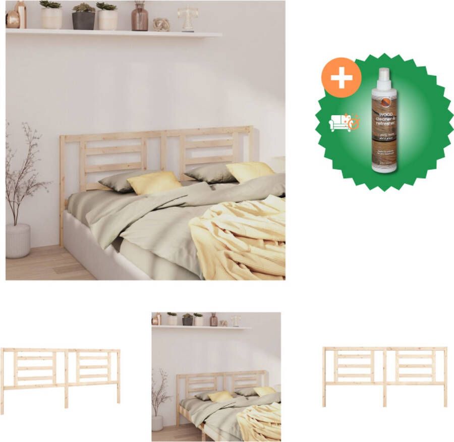 VidaXL Houten Hoofdeinde Klassieke Uitstraling Hoofdbord 206x4x100 cm Massief Grenenhout Bedonderdeel Inclusief Houtreiniger en verfrisser