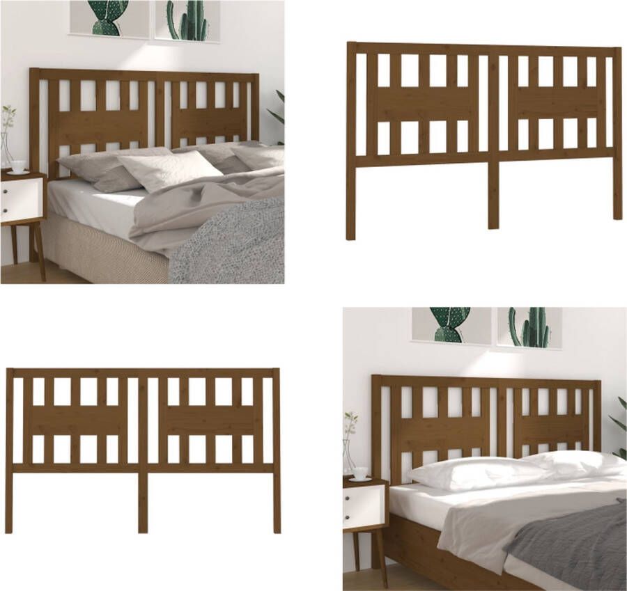 VidaXL Hoofdbord 206x4x100 cm massief grenenhout honingbruin Hoofdbord Hoofdborden Hoofdeinde Houten Hoofdbord - Foto 3