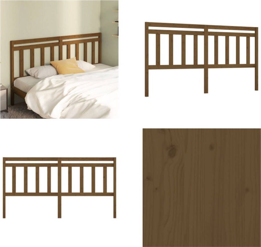 VidaXL Hoofdbord 206x4x100 cm massief grenenhout honingbruin Hoofdbord Hoofdborden Hoofdeinde Houten Hoofdbord - Foto 4