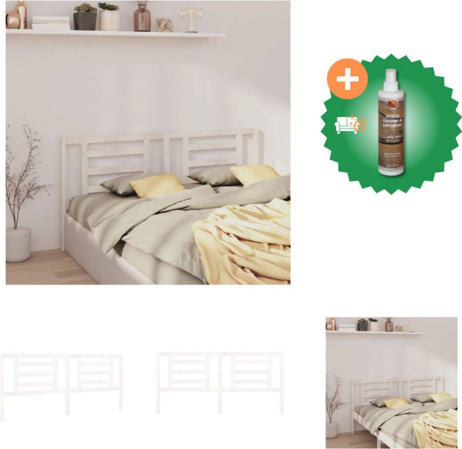 VidaXL Houten Hoofdeinde Trendy Design Hoofdbord Afmetingen- 206 x 4 x 100 cm Kleur- Wit Bedonderdeel Inclusief Houtreiniger en verfrisser