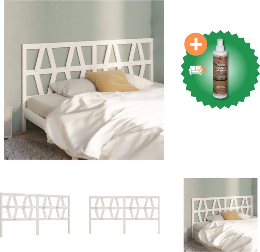 VidaXL Houten Hoofdeinde Trendy Design Hoofdbord Afmetingen- 206 x 4 x 100 cm Kleur- Wit Bedonderdeel Inclusief Houtreiniger en verfrisser - Foto 3