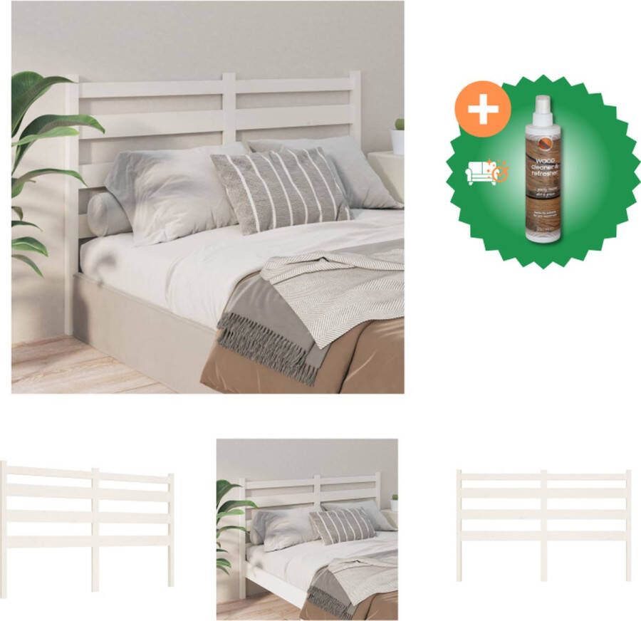 VidaXL Houten Hoofdeinde Trendy Design Hoofdbord Afmetingen- 206 x 4 x 100 cm Kleur- Wit Bedonderdeel Inclusief Houtreiniger en verfrisser - Foto 4
