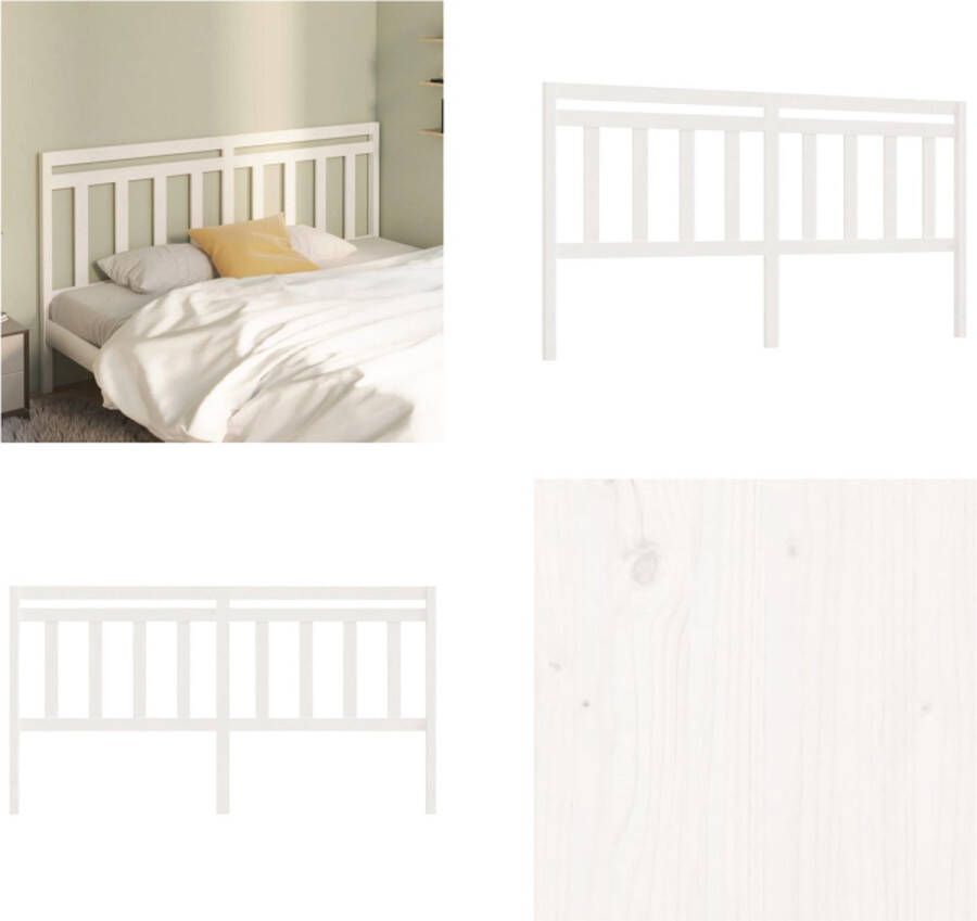 VidaXL Hoofdbord 206x4x100 cm massief grenenhout wit Hoofdbord Hoofdborden Hoofdeinde Houten Hoofdbord - Foto 8