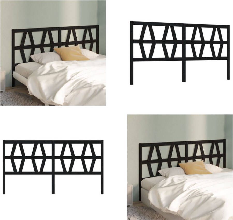 VidaXL Hoofdbord 206x4x100 cm massief grenenhout zwart Hoofdbord Hoofdborden Hoofdeinde Houten Hoofdbord - Foto 7