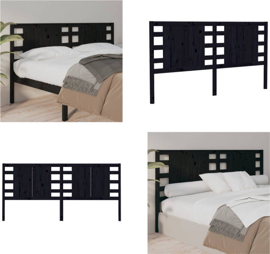 VidaXL Hoofdbord 206x4x100 cm massief grenenhout zwart Hoofdbord Hoofdborden Hoofdeinde Houten Hoofdbord - Foto 6