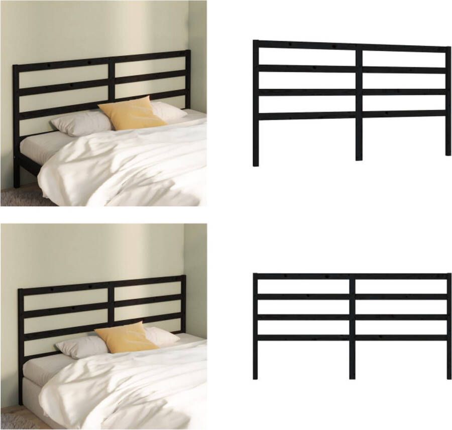 VidaXL Hoofdbord 206x4x100 cm massief grenenhout zwart Hoofdbord Hoofdborden Hoofdeinde Houten Hoofdbord - Foto 4