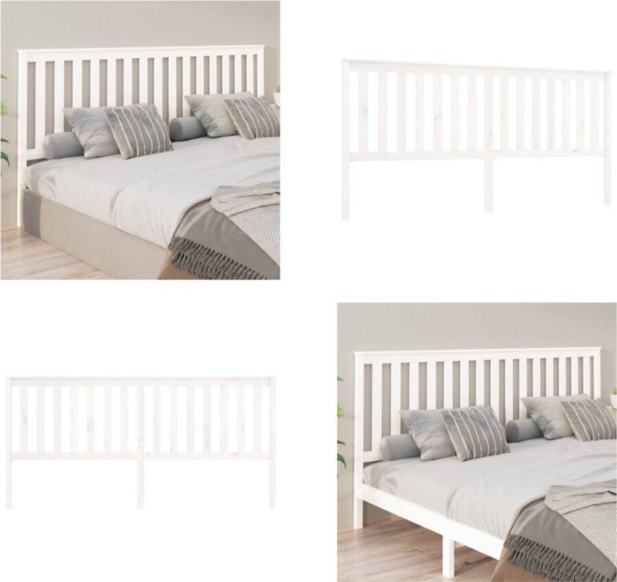 VidaXL Hoofdbord 206x6x101 cm massief grenenhout wit Hoofdbord Hoofdborden Hoofdeinde Houten Hoofdbord