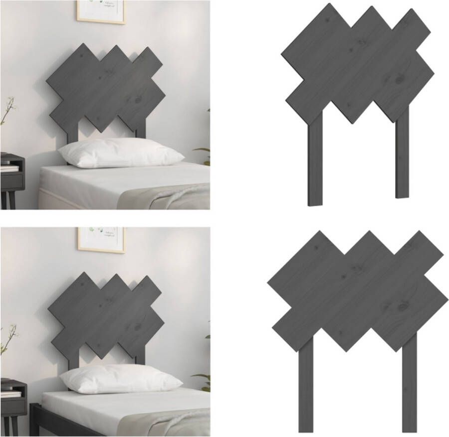 VidaXL Hoofdbord 72-5x3x81 cm massief grenenhout grijs Hoofdbord Hoofdborden Hoofdeinde Houten Hoofdbord