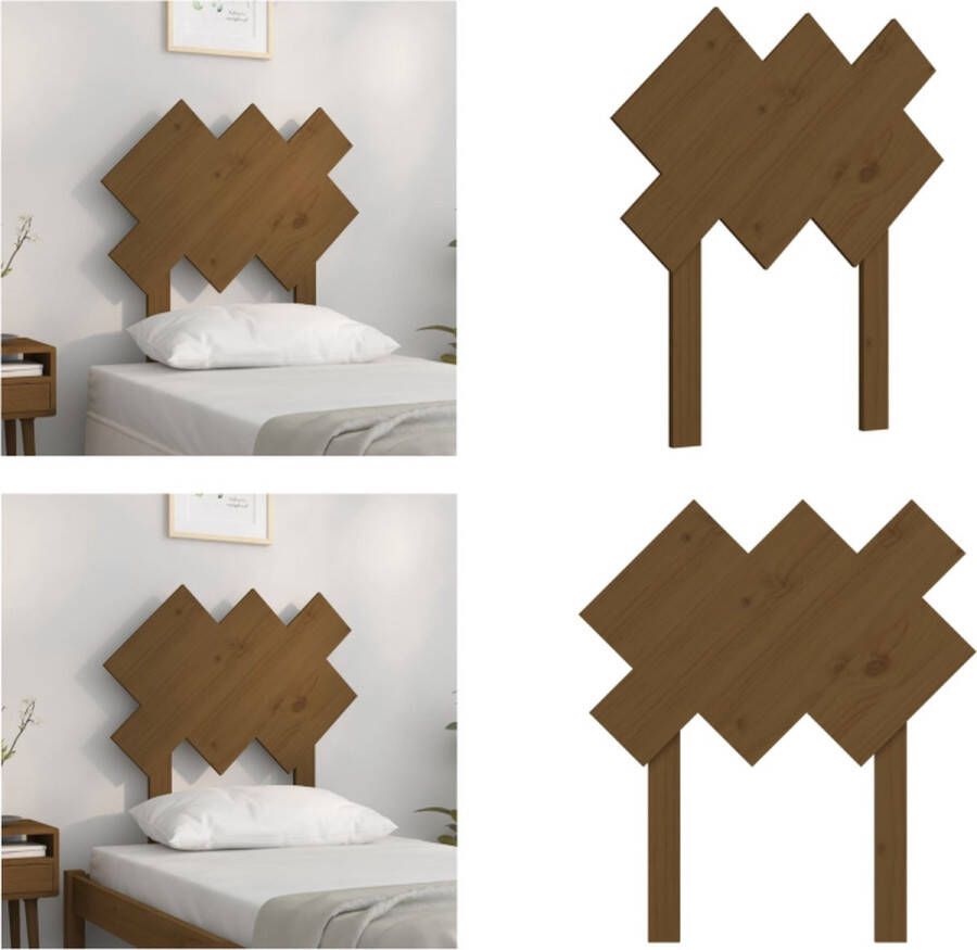 VidaXL Hoofdbord 72-5x3x81 cm massief grenenhout honingbruin Hoofdbord Hoofdborden Hoofdeinde Houten Hoofdbord - Foto 2