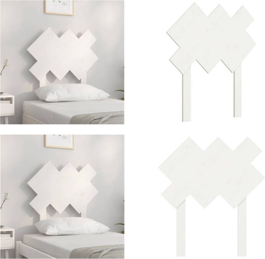 VidaXL Hoofdbord 72-5x3x81 cm massief grenenhout wit Hoofdbord Hoofdborden Hoofdeinde Houten Hoofdbord