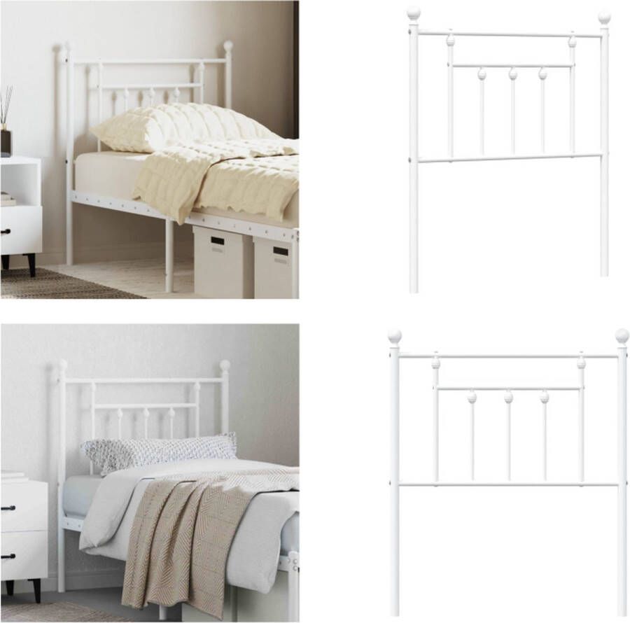 VidaXL Hoofdbord 75 cm metaal wit Hoofdbord Hoofdborden Hoofdeinde Metalen Hoofdbord - Foto 3