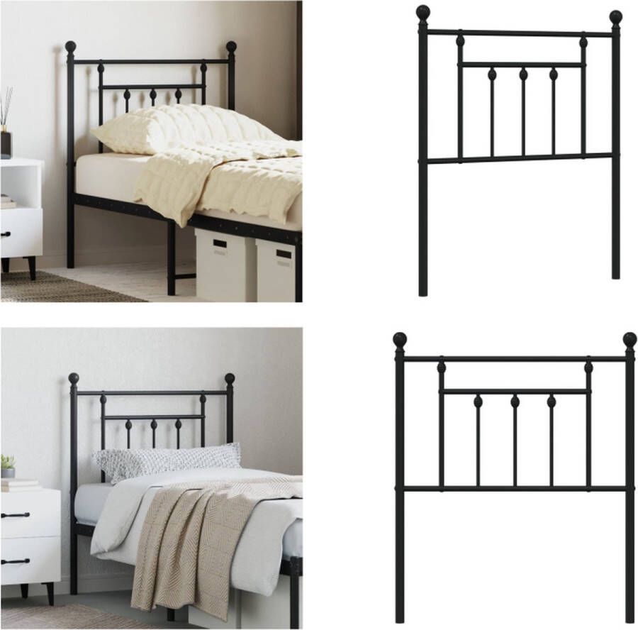 VidaXL Hoofdbord 75 cm metaal zwart Hoofdbord Hoofdborden Hoofdeinde Metalen Hoofdbord