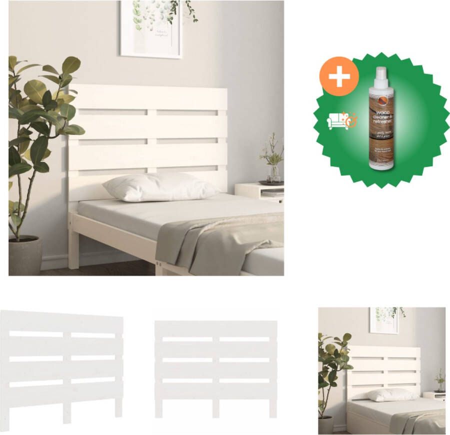 VidaXL Hoofdbord 75x3x80 cm massief grenenhout wit Bedonderdeel Inclusief Houtreiniger en verfrisser