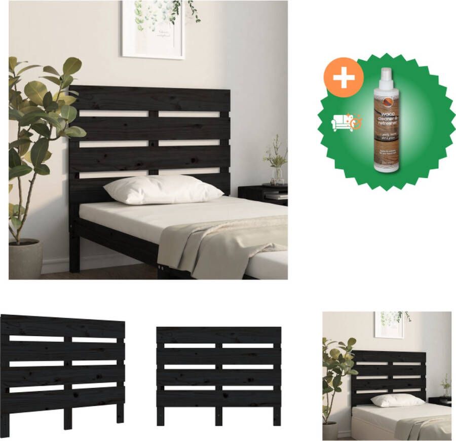 VidaXL Hoofdbord 75x3x80 cm massief grenenhout zwart Bedonderdeel Inclusief Houtreiniger en verfrisser