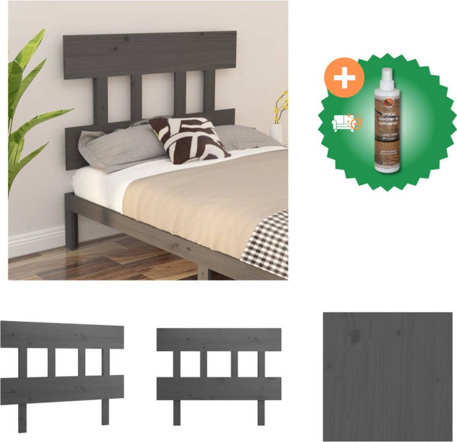 VidaXL Hoofdbord 78-5x3x81 cm massief grenenhout grijs Bedonderdeel Inclusief Houtreiniger en verfrisser - Foto 2