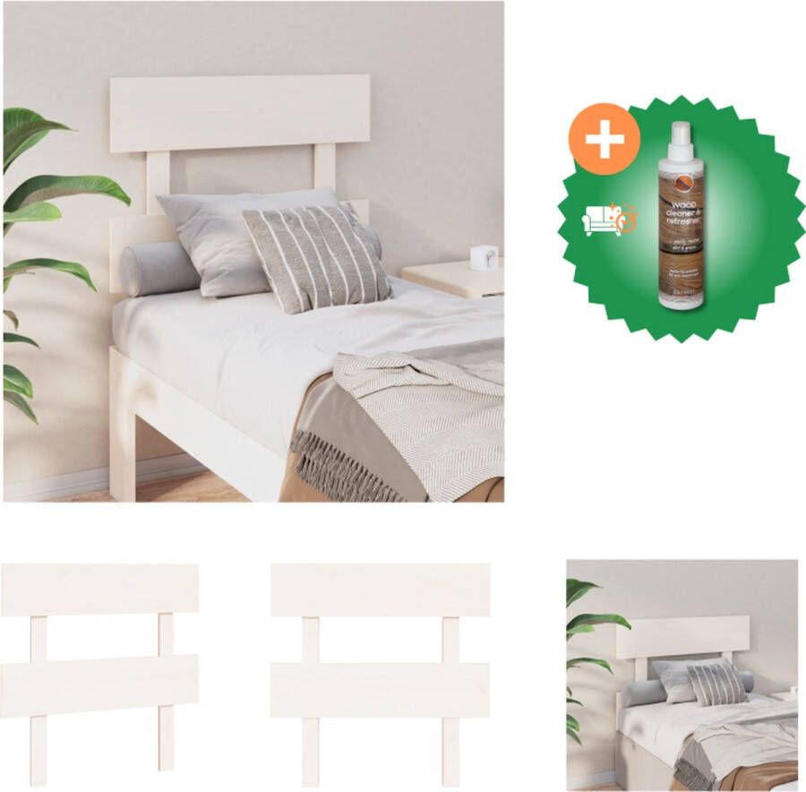 VidaXL Hoofdbord 78-5x3x81 cm massief grenenhout wit Bedonderdeel Inclusief Houtreiniger en verfrisser