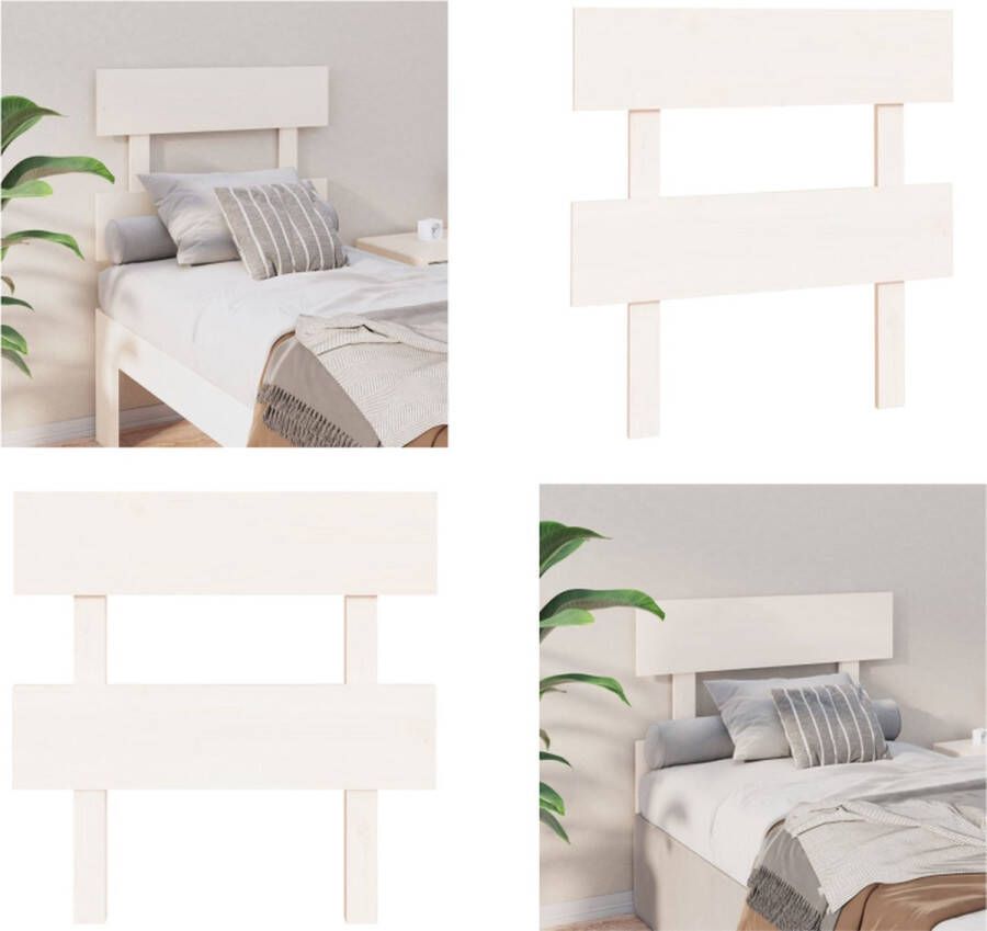 VidaXL Hoofdbord 78-5x3x81 cm massief grenenhout wit Hoofdbord Hoofdborden Hoofdeinde Houten Hoofdbord