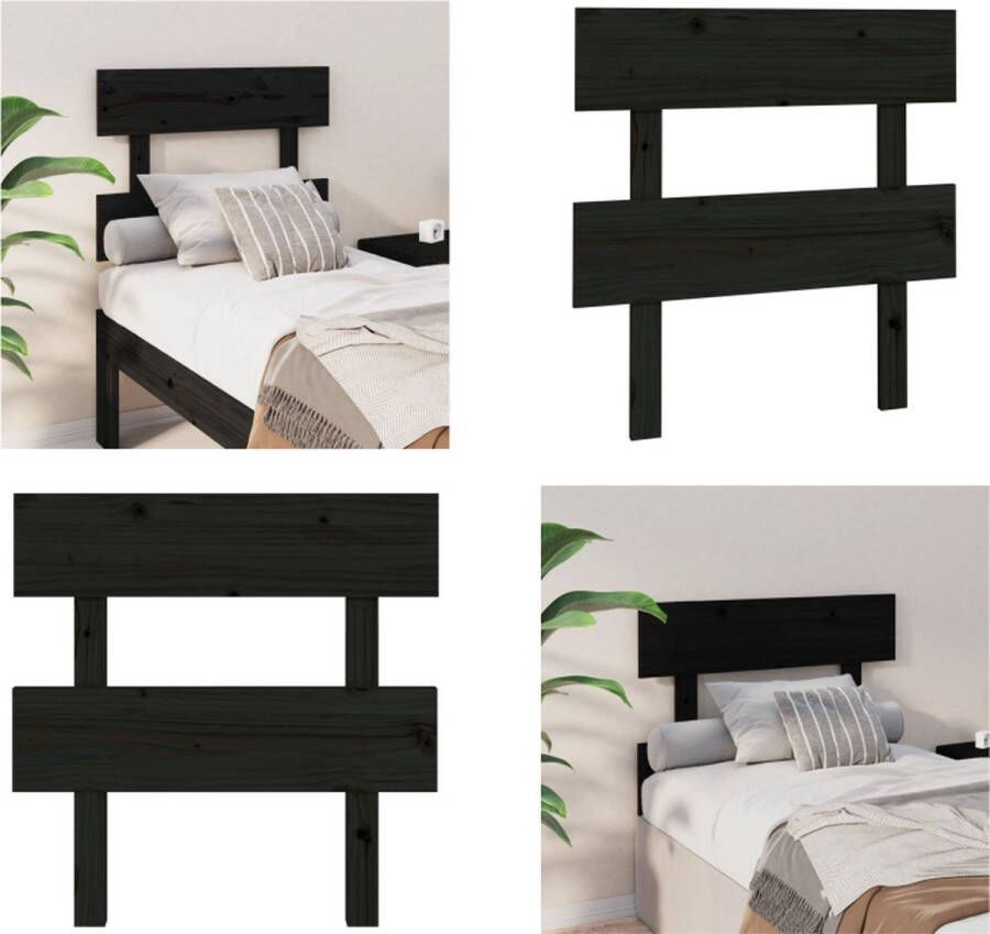 VidaXL Hoofdbord 78-5x3x81 cm massief grenenhout zwart Hoofdbord Hoofdborden Hoofdeinde Houten Hoofdbord - Foto 4