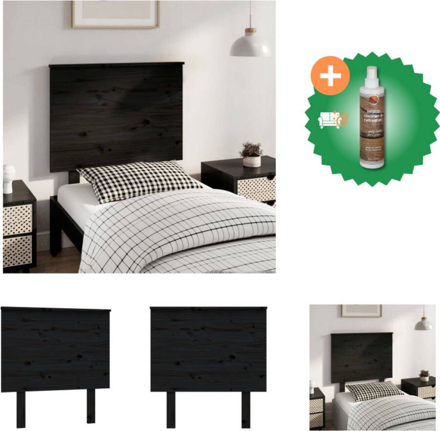 VidaXL Hoofdbord 79x6x82-5 cm massief grenenhout zwart Bedonderdeel Inclusief Houtreiniger en verfrisser