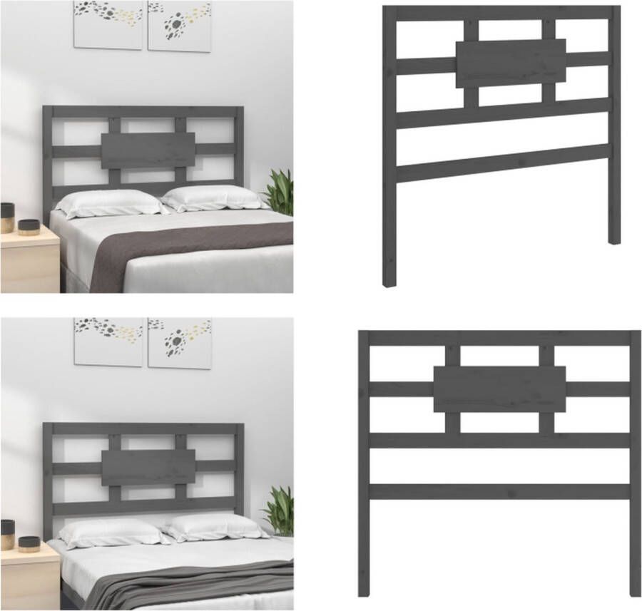 VidaXL Hoofdbord 80-5x4x100 cm massief grenenhout grijs Hoofdbord Hoofdborden Hoofdeinde Houten Hoofdbord - Foto 6