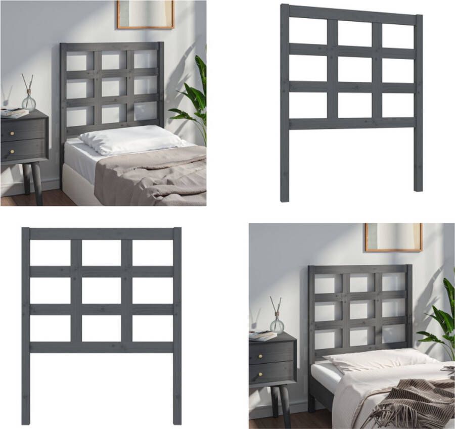 VidaXL Hoofdbord 80-5x4x100 cm massief grenenhout grijs Hoofdbord Hoofdborden Hoofdeinde Houten Hoofdbord - Foto 9