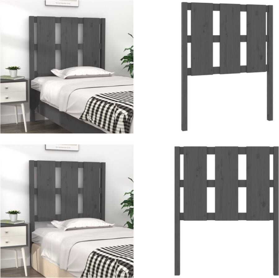 VidaXL Hoofdbord 80-5x4x100 cm massief grenenhout grijs Hoofdbord Hoofdborden Hoofdeinde Houten Hoofdbord - Foto 3