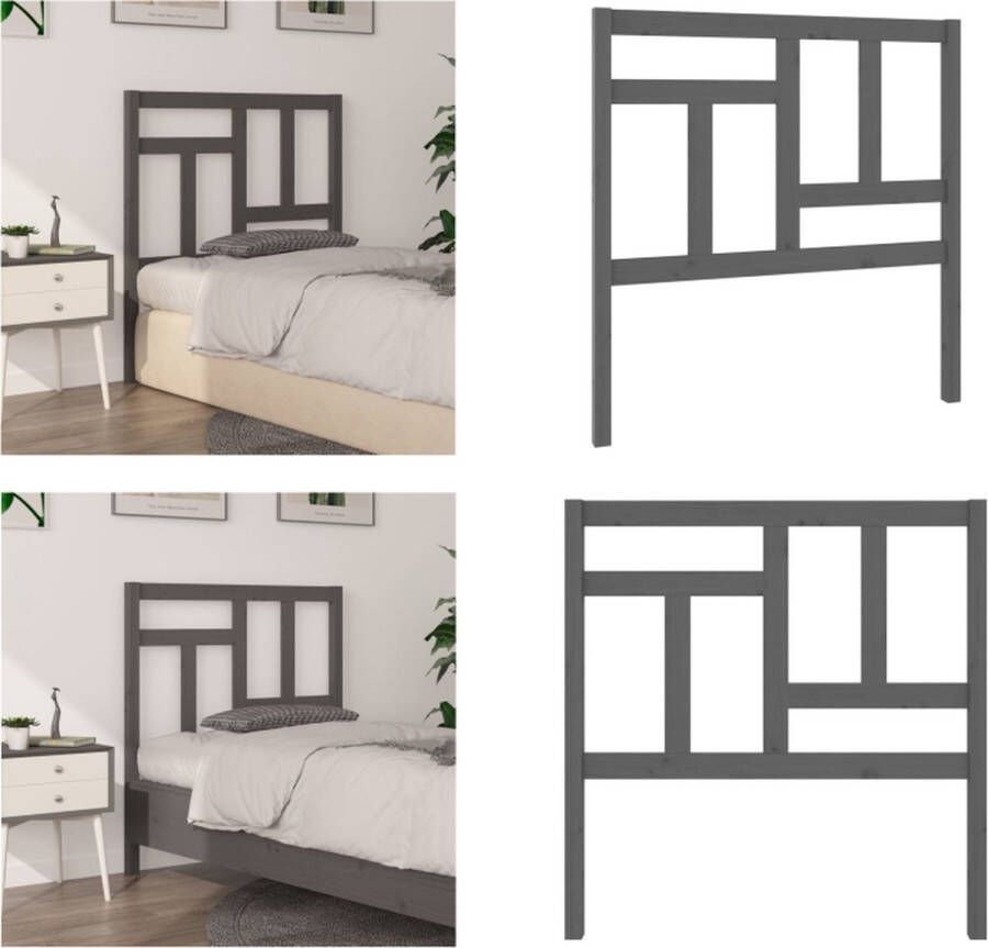 VidaXL Hoofdbord 80-5x4x100 cm massief grenenhout grijs Hoofdbord Hoofdborden Hoofdeinde Houten Hoofdbord - Foto 5