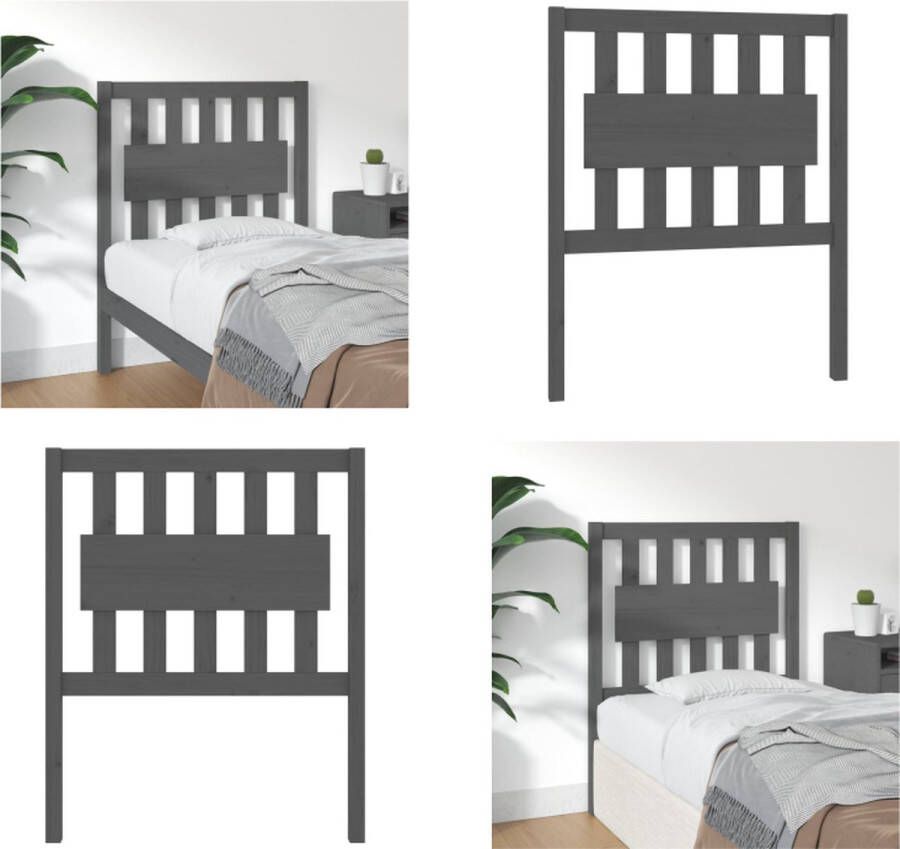 VidaXL Hoofdbord 80-5x4x100 cm massief grenenhout grijs Hoofdbord Hoofdborden Hoofdeinde Houten Hoofdbord - Foto 10