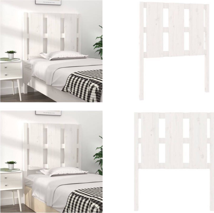 VidaXL Hoofdbord 80-5x4x100 cm massief grenenhout wit Hoofdbord Hoofdborden Hoofdeinde Houten Hoofdbord - Foto 3