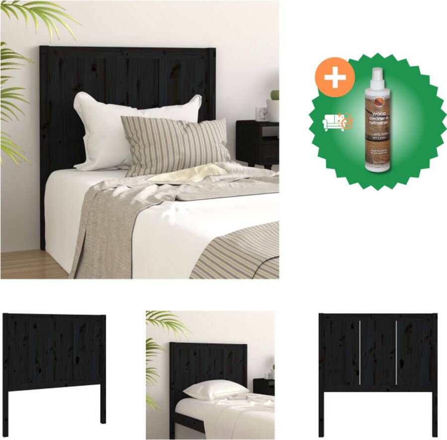 vidaXL Hoofdbord 80-5x4x100 cm massief grenenhout zwart Bedonderdeel Inclusief Houtreiniger en verfrisser