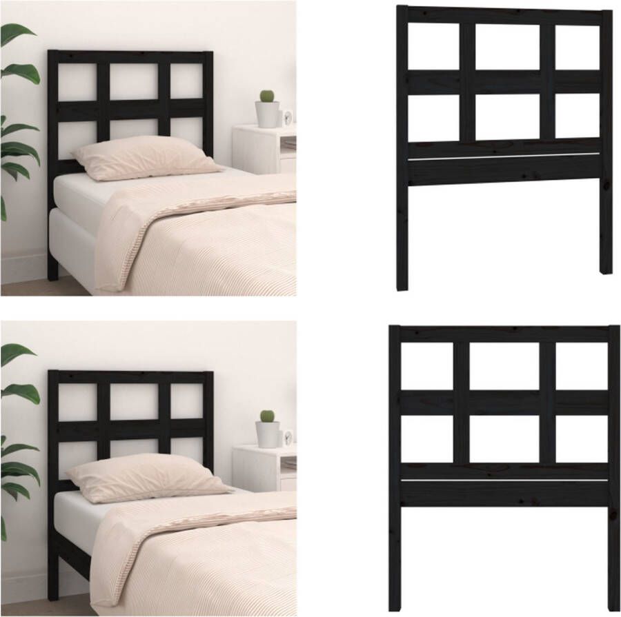 VidaXL Hoofdbord 80 5x4x100 cm massief grenenhout zwart Hoofdbord Hoofdborden Hoofdeinde Houten Hoofdbord - Foto 3