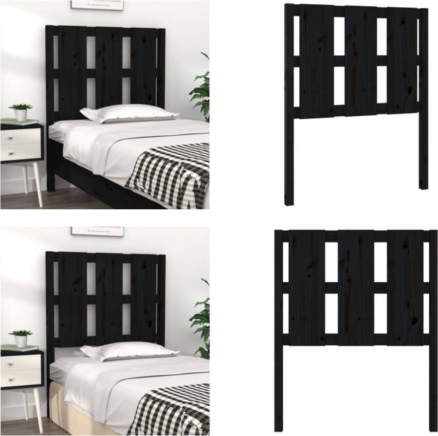 VidaXL Hoofdbord 80 5x4x100 cm massief grenenhout zwart Hoofdbord Hoofdborden Hoofdeinde Houten Hoofdbord - Foto 2
