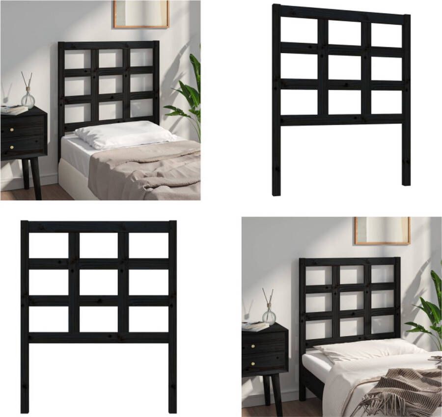 VidaXL Hoofdbord 80 5x4x100 cm massief grenenhout zwart Hoofdbord Hoofdborden Hoofdeinde Houten Hoofdbord - Foto 6