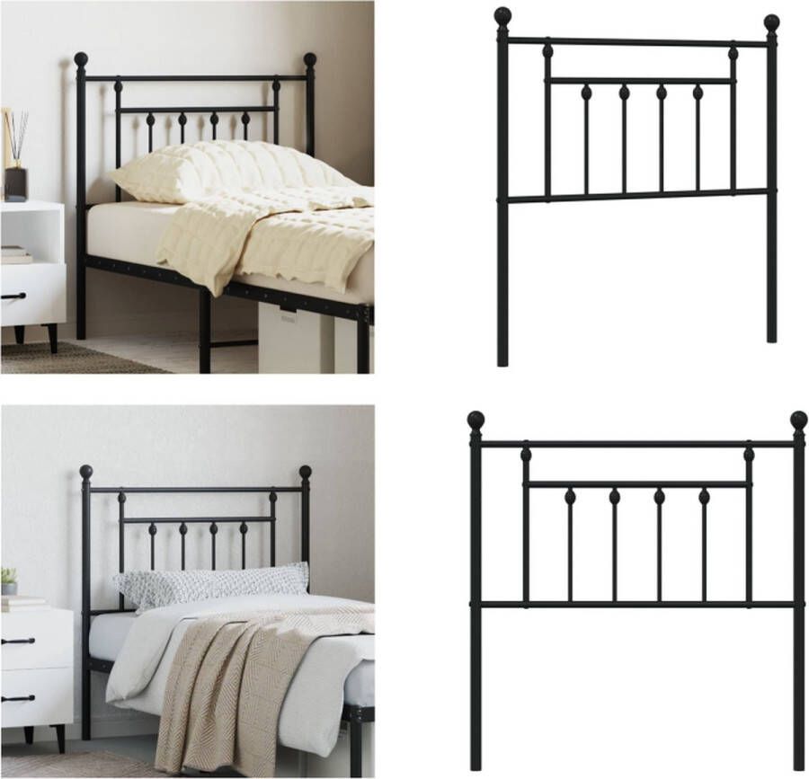VidaXL Hoofdbord 80 cm metaal zwart Hoofdbord Hoofdborden Hoofdeinde Metalen Hoofdbord - Foto 2