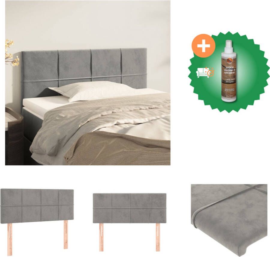 VidaXL Hoofdbord 80 x 33.5 x 78 cm Lichtgrijs stof Bedonderdeel Inclusief Houtreiniger en verfrisser
