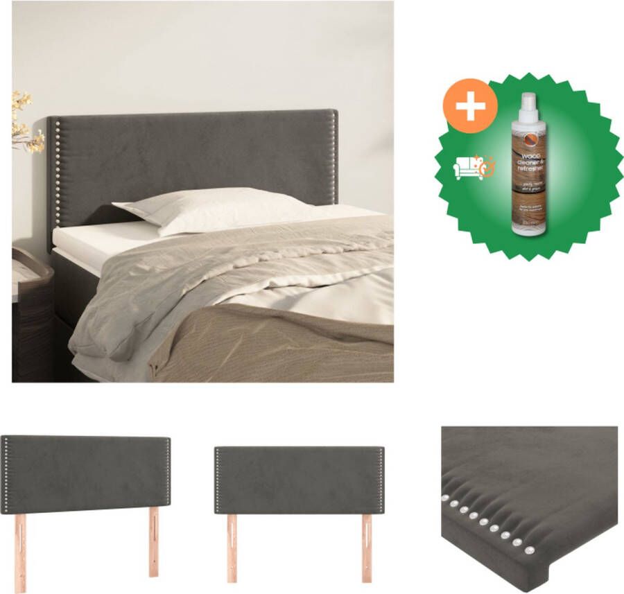 VidaXL Hoofdbord 80 x 33.5 x 78 cm Zacht fluweel Stevige houten poten Verstelbare hoogte Comfortabele ondersteuning Elegant ontwerp Donkergrijs Bedonderdeel Inclusief Houtreiniger en verfrisser - Foto 2