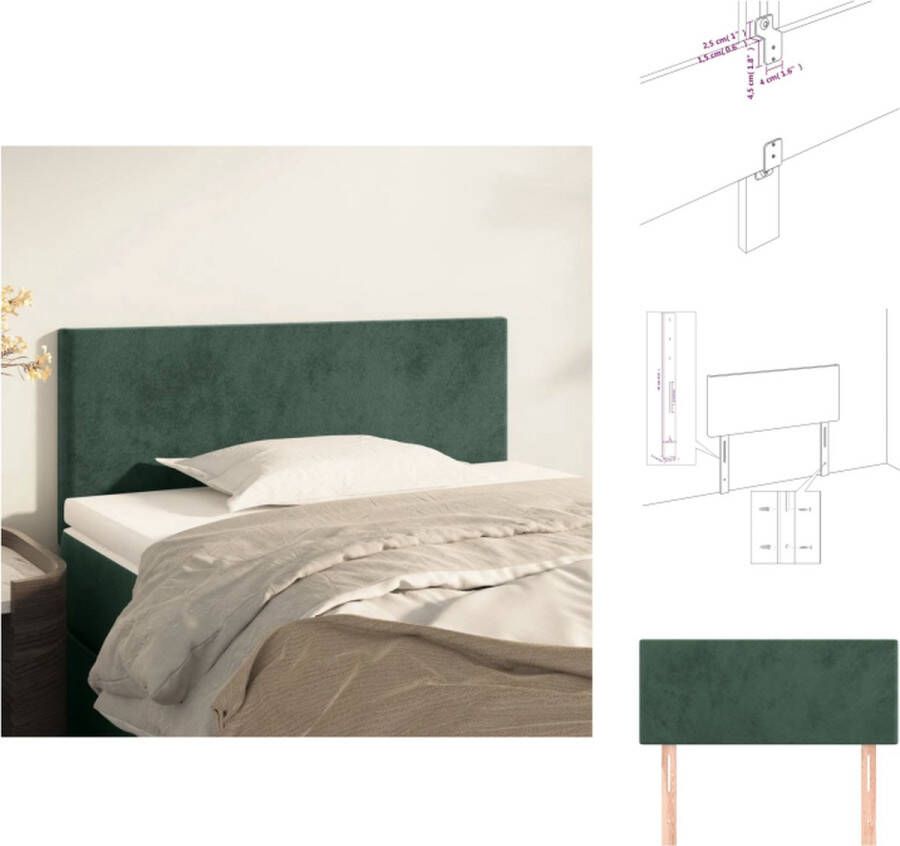 VidaXL Hoofdbord Hoofdborden Hoofdeinde Houten Hoofdbord 80x5x78 88 cm fluweel donkergroen - Foto 2