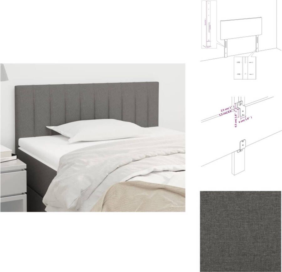The Living Store Hoofdbord 80x5x78 88 cm stof donkergrijs Hoofd Bord Hoofdkussen Beddecoratie Slaapkamers Donkere Kleuren - Foto 2