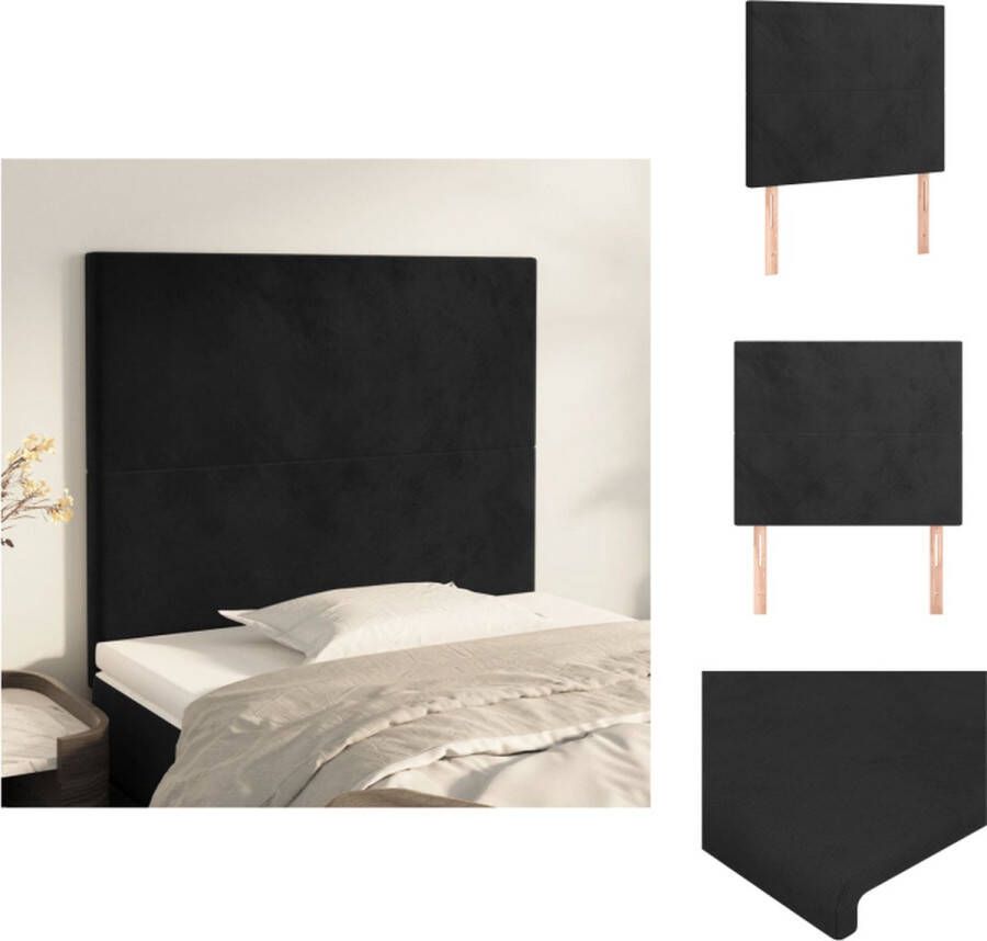 VidaXL Hoofdbord Zwart 80 x 5 x 118 128 cm Fluweel Verstelbaar Stevige poten Klassiek design Inclusief montagehandleiding (2x hoofdeind) Bedonderdeel - Foto 2