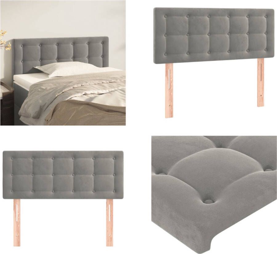 VidaXL Hoofdbord 80x5x78 88 cm fluweel lichtgrijs Hoofdbord Hoofdborden Hoofdeinde Houten Hoofdbord