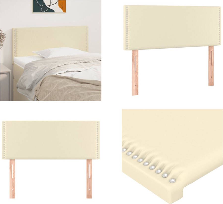 VidaXL Hoofdbord 80x5x78 88 cm kunstleer crèmekleurig Hoofdbord Hoofdborden Hoofdeinde Houten Hoofdbord