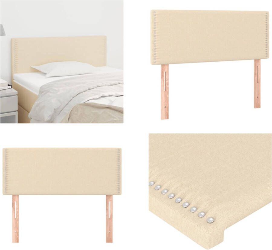 VidaXL Hoofdbord 80x5x78 88 cm stof crèmekleurig Hoofdbord Hoofdborden Hoofdeinde Houten Hoofdbord - Foto 3