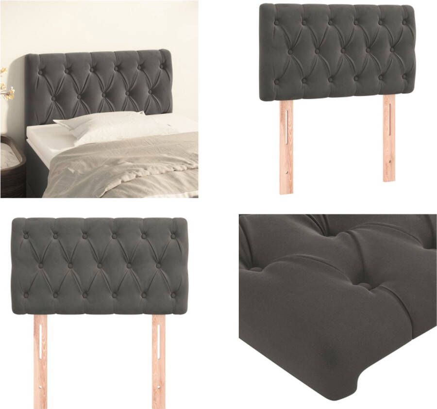 VidaXL Hoofdbord 80x7x78 88 cm fluweel donkergrijs Hoofdbord Hoofdborden Hoofdeinde Houten Hoofdbord