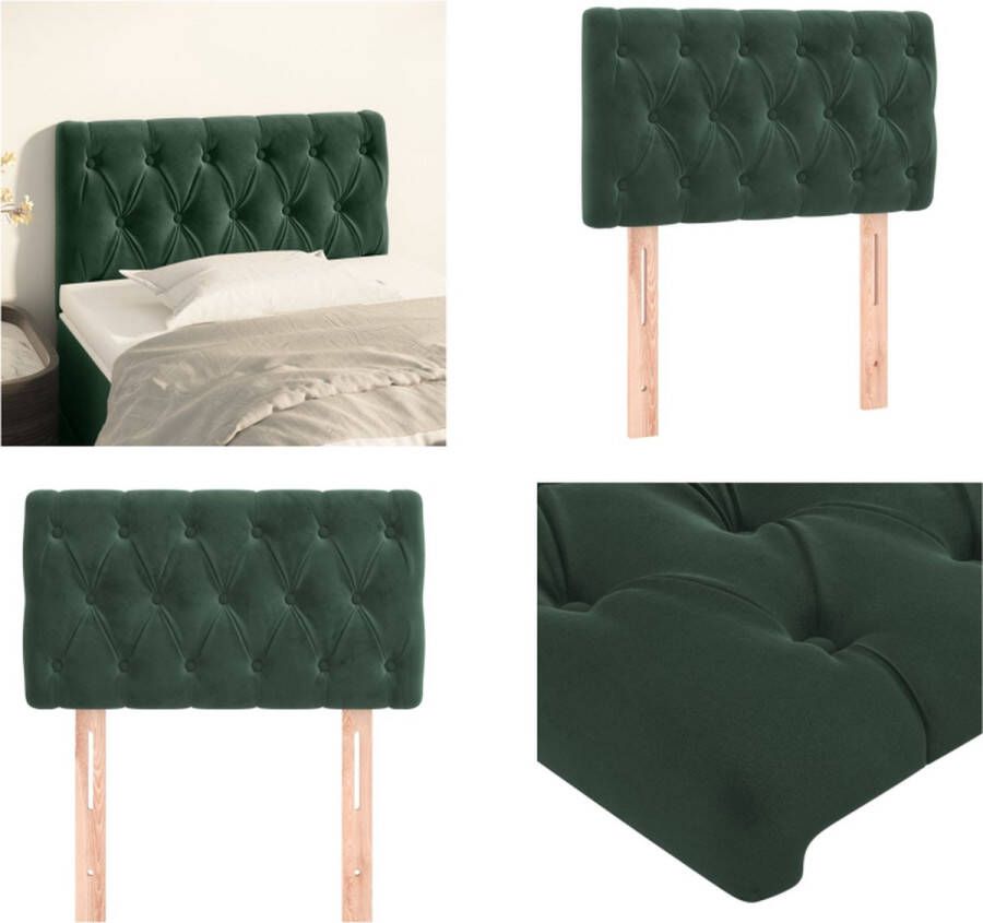VidaXL Hoofdbord 80x7x78 88 cm fluweel donkergroen Hoofdbord Hoofdborden Hoofdeinde Houten Hoofdbord